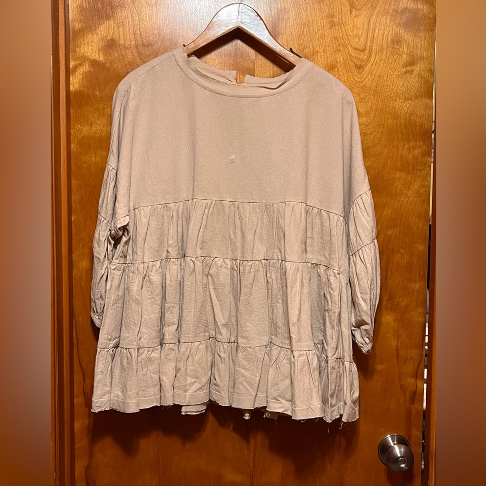 Bluivy Cream Tiered Blouse